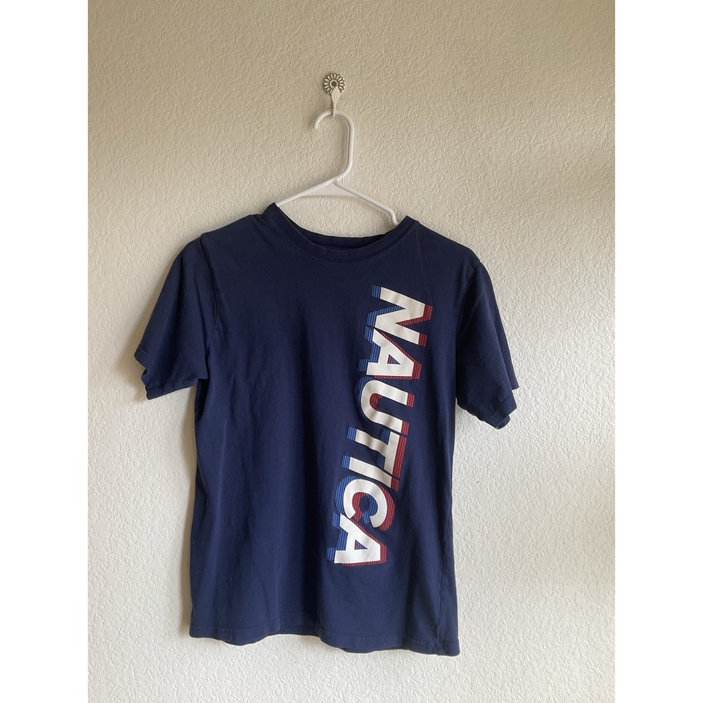 Nautica‎ Boys Size XL 18/20 Navy Blue Casual Short Sleeve Graphic T-Shirt